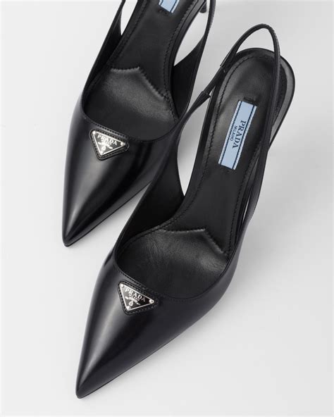 Prada Décolleté slingback in pelle spazzolata nera 